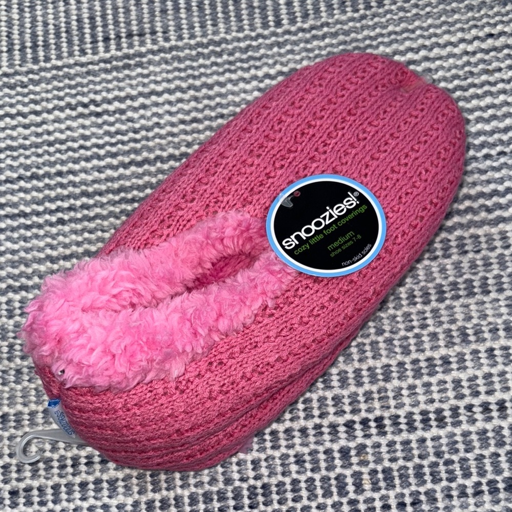 Snoozies Pink Knit Slippers